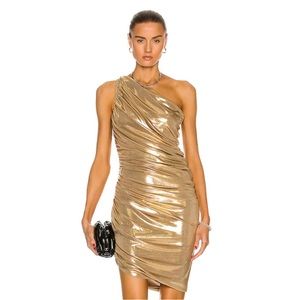 NORMA KAMALI “Diana Mini Dress” in gold in size Small